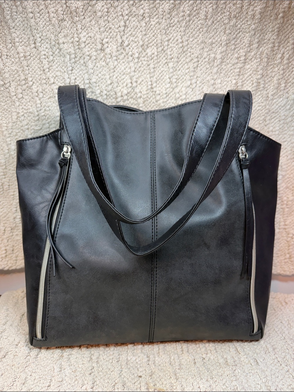 Relic Black Classic Double-Handle Tote with Side Zipper Pockets